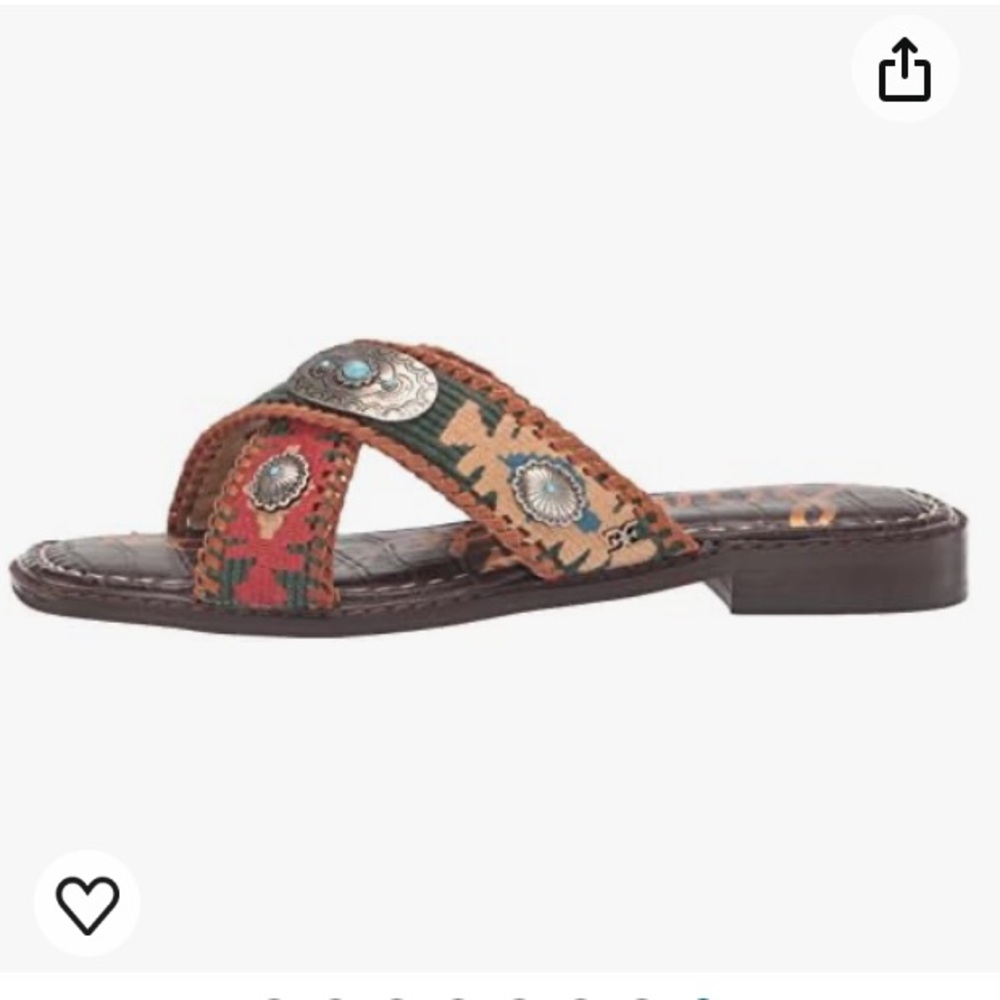 SAM EDELMAN Hagen Forrest Green Multi Deco Embellished Slides - Picture 7 of 8
